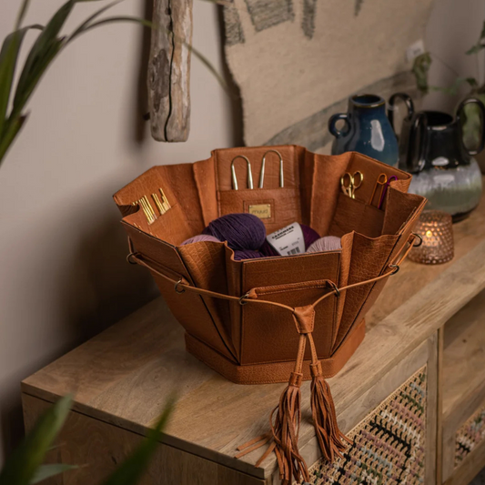 手作りレザーの大きな六角ボックス|エヴィータ XL|muud:ムー