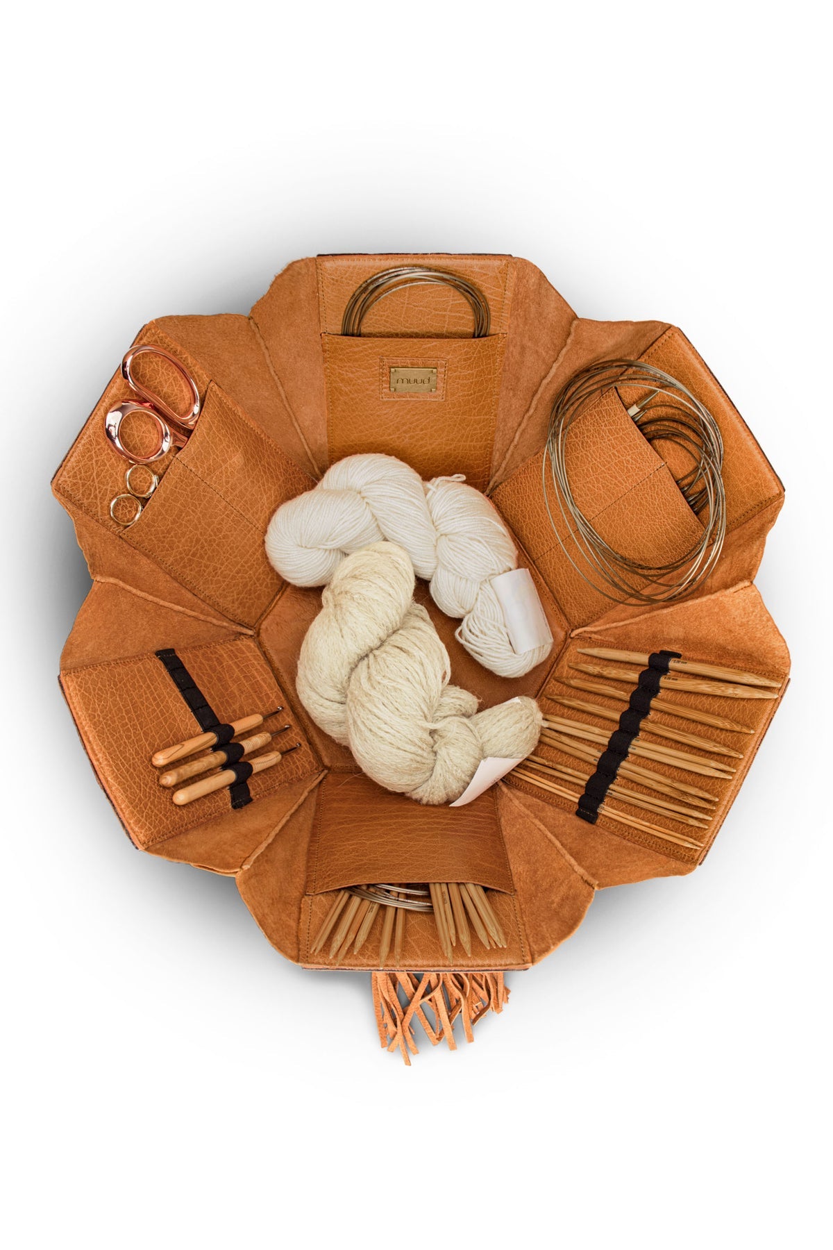 手作りレザーの大きな六角ボックス|エヴィータ XL|muud:ムー