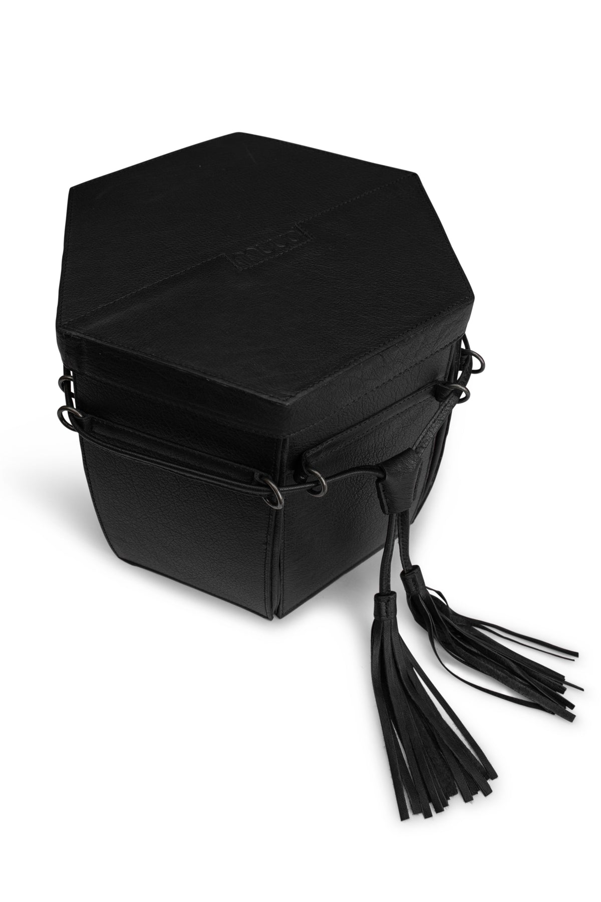 手作りレザーの大きな六角ボックス|エヴィータ XL|muud:ムー