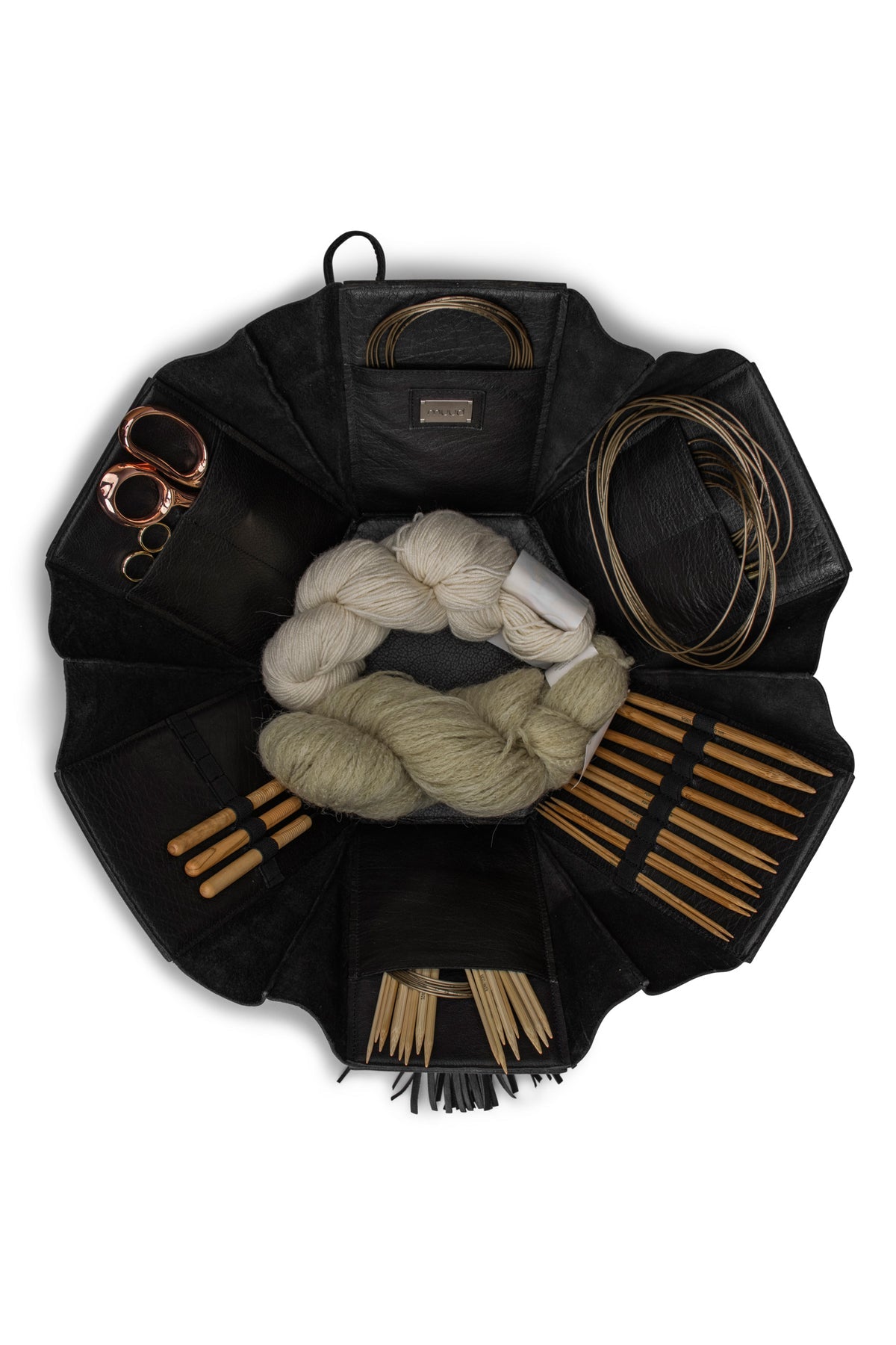 手作りレザーの大きな六角ボックス|エヴィータ XL|muud:ムー