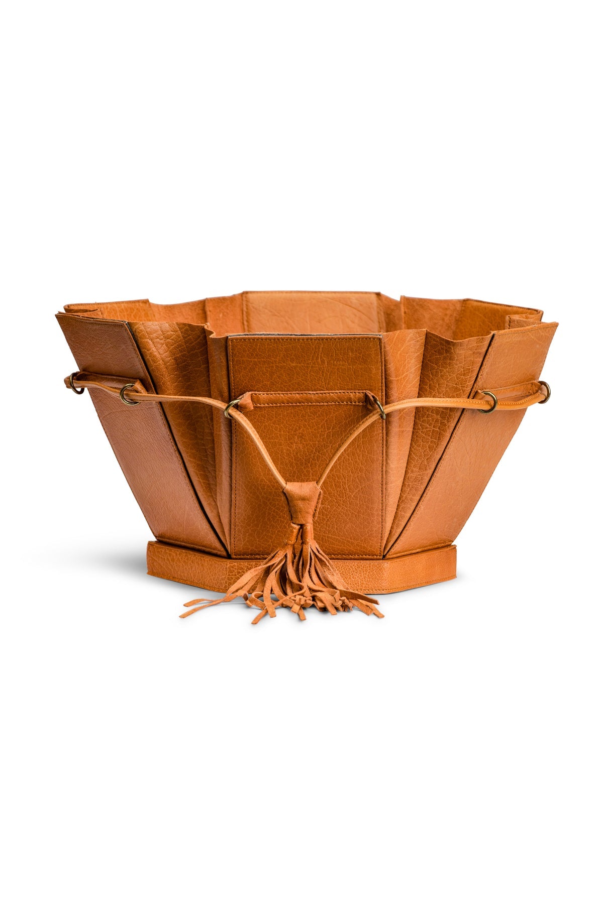 手作りレザーの大きな六角ボックス|エヴィータ XL|muud:ムー