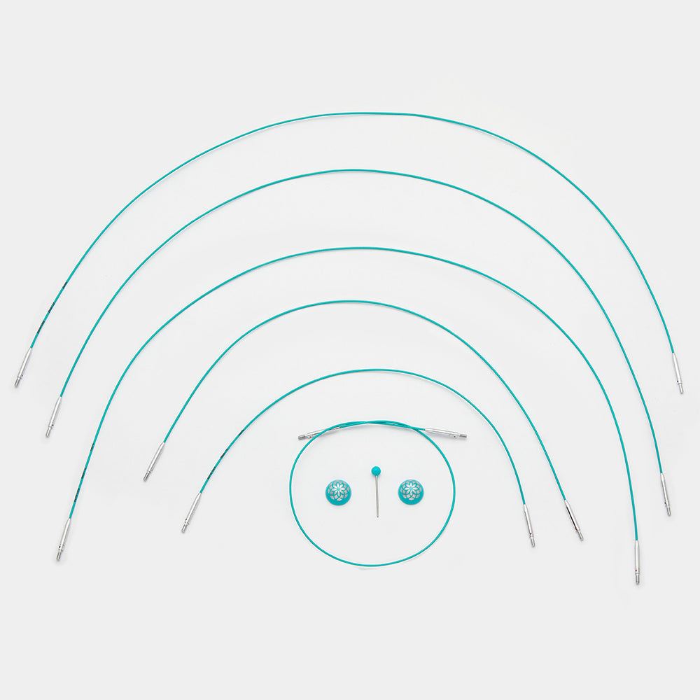 Knit Pro：ニットプロ 付け替え針 マインドフル 【回転式】ひすい色 スチールケーブル 20cm-126cm