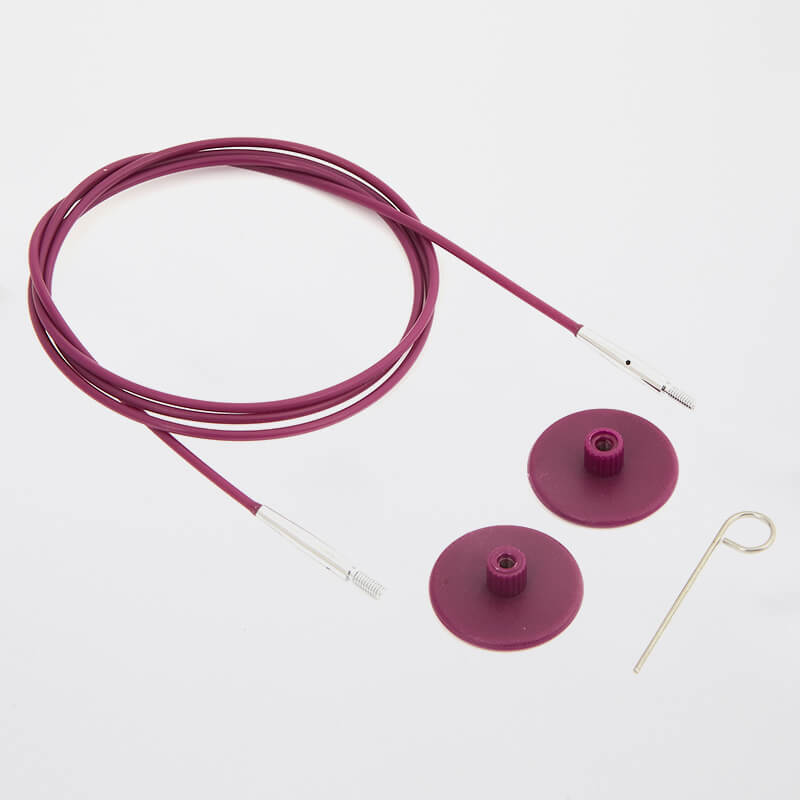KnitPro:ニットプロ 付け替え針 【回転式】パープル スチールケーブル 20cm-126cm