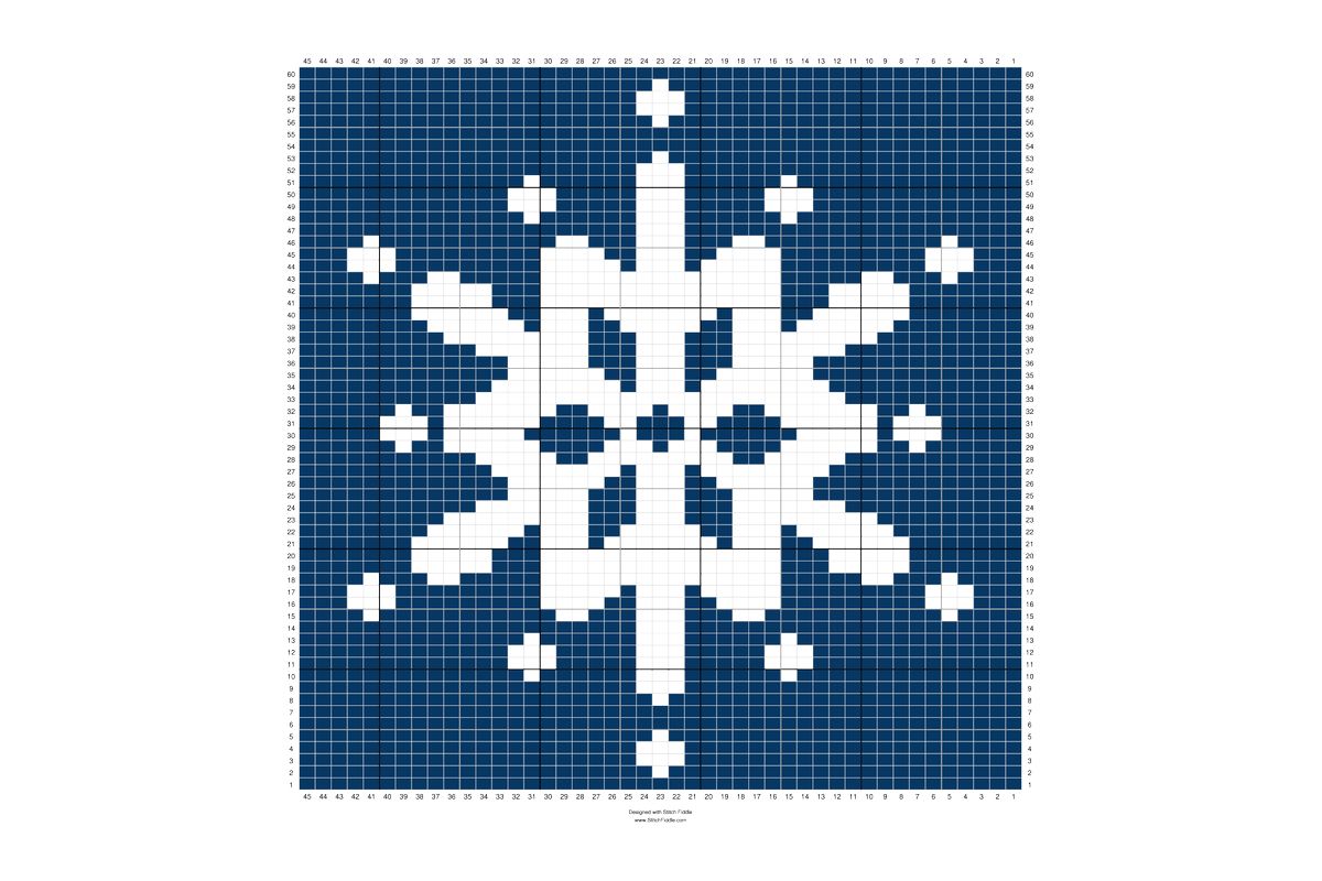 フィンランドの静かな冬の夜に編む雪の結晶模様