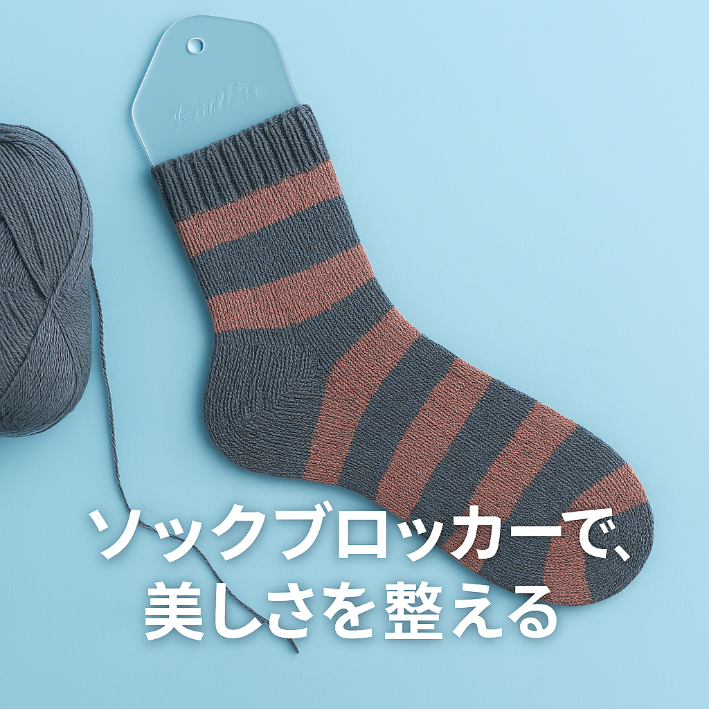 編みあがった靴下に、最後のひと手間を添えて