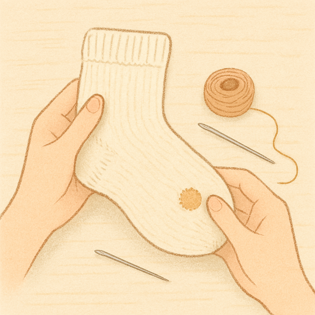 かかとに穴があいた靴下、どうしていますか