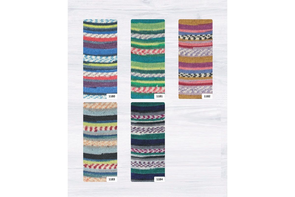 カラフルで個性的な編み物糸「レラーナ フロッテゾッケ 4本撚り ナブッコ」のご紹介