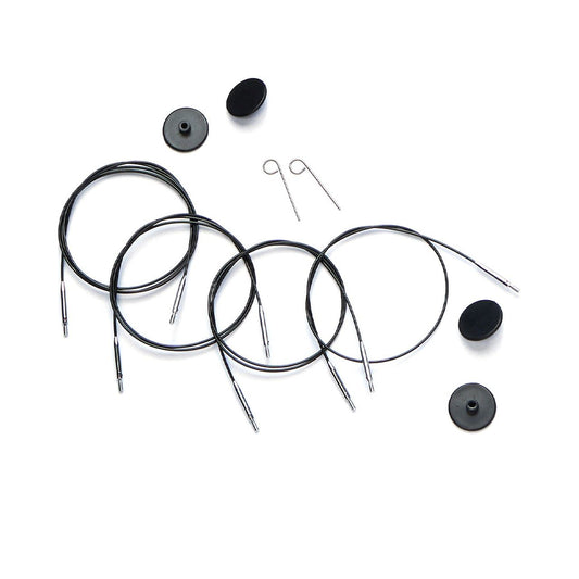 Knit Pro：ニットプロ 付け替え針 【回転式】ブラック スチールケーブル 20cm-126cm シルバーコネクター