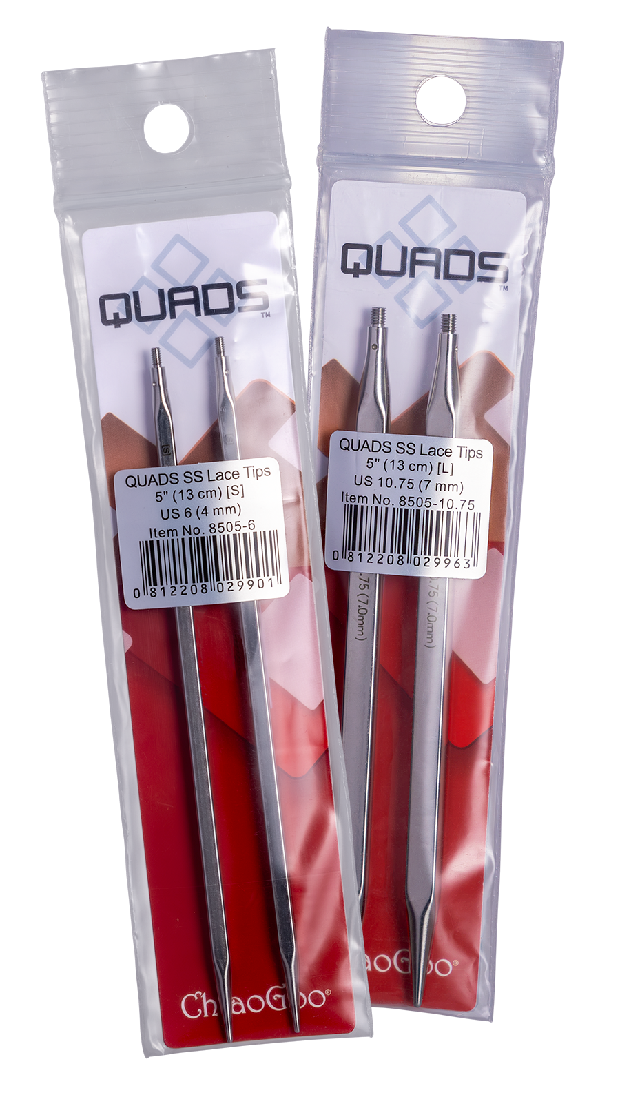 YACO ネックマイクロニード　4袋入り　４箱セット チャオグー（ChiaoGoo） 付け替え式輪針 Quads レース針先 金属製
