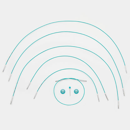 Knit Pro：ニットプロ 付け替え針 マインドフル 【固定式】ひすい色 スチールケーブル 20cm-126cm