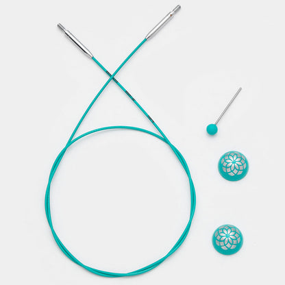 Knit Pro：ニットプロ 付け替え針 マインドフル 【回転式】ひすい色 スチールケーブル 20cm-126cm